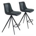 Homeroots Black on Black Faux Leather Triangle Base Counter Chairs, 2PK 396491